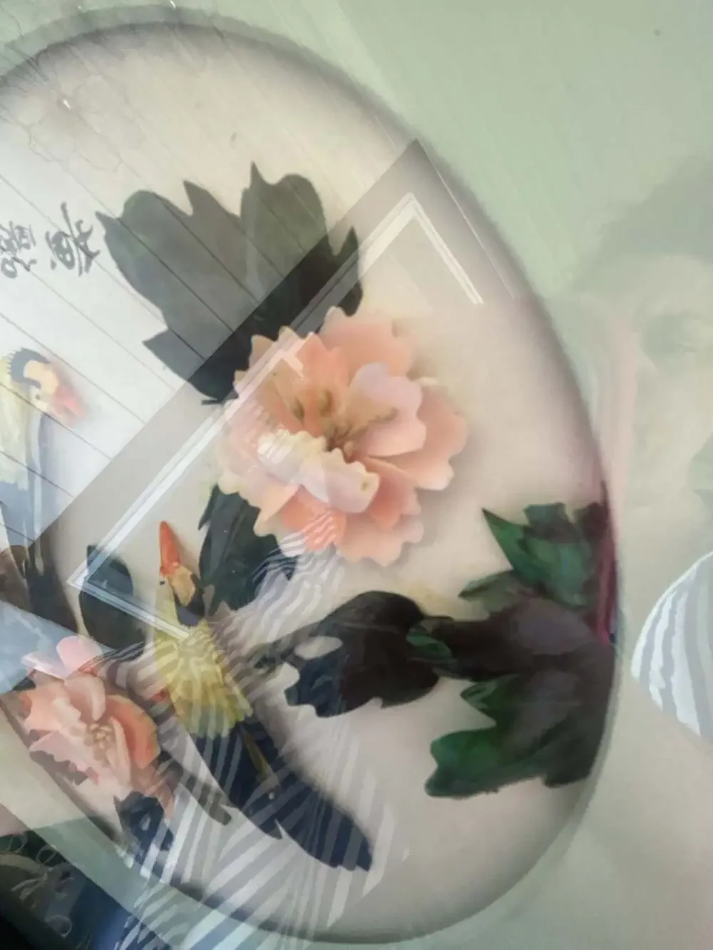 Vintage Chinese Mother of Pearl Shell Art Shadow Box Birds and Flowers Wall